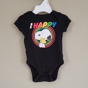 Peanuts Snoopy black onesie/bodysuit with brightly colored graphic